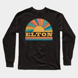 Graphic Elton Proud Name Distressed Birthday Retro Style Long Sleeve T-Shirt